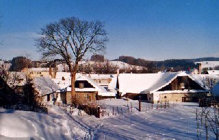 Zimní pohled na dnešní část obce Příhon.